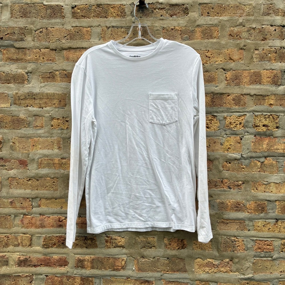 Goodfellow & Co Mens White Long Sleeve Pocket T-Shirt Standard Fit‎ Small